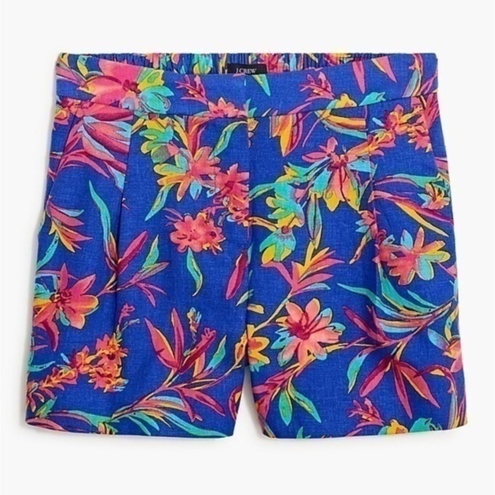 J Crew Floral Linen Blend Shorts Size 14